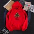 Women s Hoodies Autumn and Winter Loose Pullover Long sleeves Padded  Hooded Sweater red XL