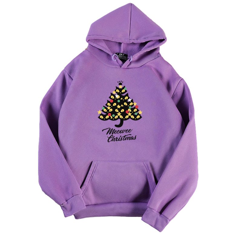 Women's Hoodies Autumn and Winter Loose Pullover Long-sleeves Padded  Hooded Sweater purple_S