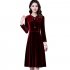 Women s Leisure Dress Autumn and Winter Solid Color Mid length Long sleeve Dress purple 2XL