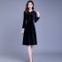 Women s Leisure Dress Autumn and Winter Solid Color Mid length Long sleeve Dress purple 2XL