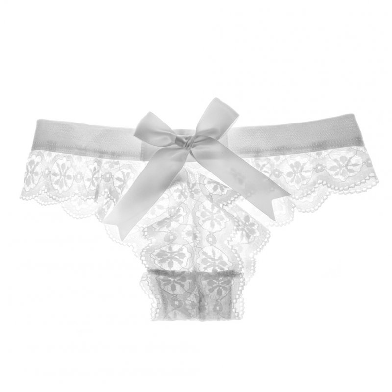 Women's Lingerie G-string Lace Sexy Thong Sheer Panties Style Transparent Panties white_L