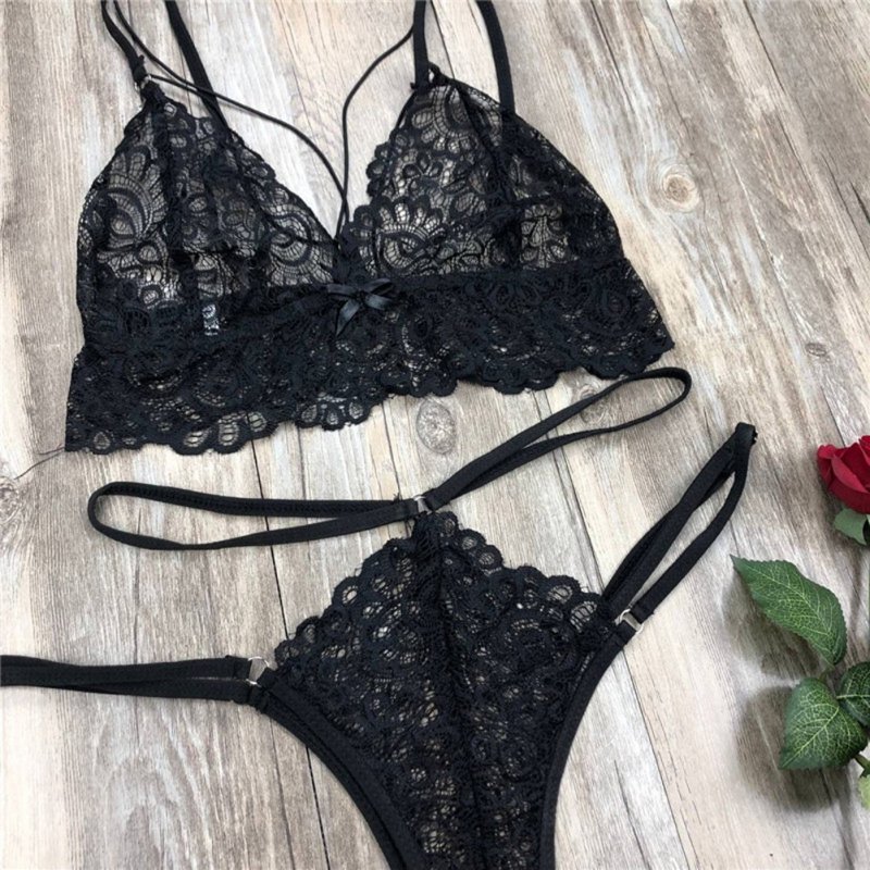 Women's Lingerie Plus Size Erotic Sexy Bikini Porno Lace Costume black_XL