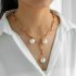 Women s Necklace All match Adjustable Pearl Brooch Style Pendant Necklace Golden