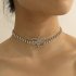 Women s Necklace Alloy Full Diamond mounted Short Choker Necklace
