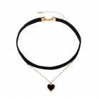 Women's Necklace Flannel Sexy Double-layer Love-heart Pendant Clavicle Chain black