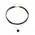 Women s Necklace Flannel Sexy Double layer Love heart Pendant Clavicle Chain black