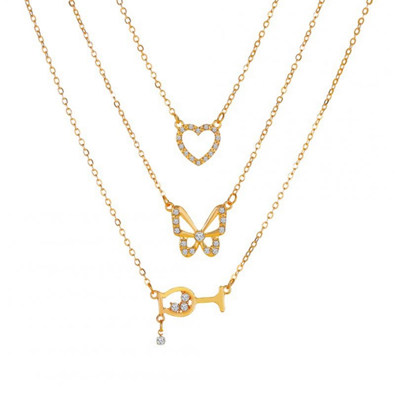 Women's Necklace Multi- Shapes Pendant Multilayer Combination Necklace Golden