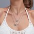 Women s Necklace Multi  Shapes Pendant Multilayer Combination Necklace Golden