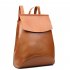 Women s Oil Wax PU Leather Backpack Satchel Concise Solid Color Covered Shoulder Bag Schoolbag for Students