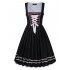 Women s Oktoberfest Holiday Three Piece Dress Suit Pleated Lace Trim Stitching Short Sleeve Dresses