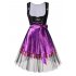 Women s Oktoberfest Plaid Mesh Stitching Embroidery A Line Formal Dresses Suit Purple 38