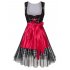 Women s Oktoberfest Plaid Mesh Stitching Embroidery A Line Formal Dresses Suit   Red 2XL