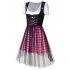 Women s Oktoberfest Plaid Mesh Stitching Embroidery A Line Formal Dresses Suit Purple 38