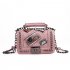Women s One Shoulder Pack Lock Chain Rivet Small Square Messenger Bag Pink