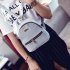 Women s PU Leather Travel Backpack Girls Candy Color Shoulder Bag Casual Daypack Grey