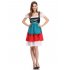 Women s Retro Color Block Stylish Cold Shoulder Ruched Midi Dress Suit