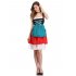 Women s Retro Color Block Stylish Cold Shoulder Pleated Dress Suit for Oktoberfest Color Block 38