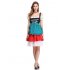 Women s Retro Color Block Stylish Cold Shoulder Pleated Dress Suit for Oktoberfest Color Block 38
