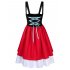 Women s Retro Color Block Stylish Cold Shoulder Pleated Dress Suit for Oktoberfest Color Block 36