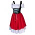 Women s Retro Color Block Stylish Cold Shoulder Pleated Dress Suit for Oktoberfest Color Block 36