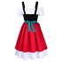 Women s Retro Color Block Stylish Cold Shoulder Pleated Dress Suit for Oktoberfest Color Block 36