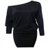 Women s Sexy Casual Round Neck Wrap Hip Irregular One Off Shoulder Knit Pencil Dress
