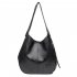 Women s Shoulder Pack Retro Style PU Waterproof All match Handbag Black 1