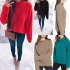 Women s Solid Color High Neck Long Sleeve Sweater Casual Loose Pullover Top