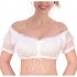 Women s Solid Ruched Drawstring Tube Top Sexy Lace Short Sleeve Dirndl Blouse for Bavarian Oktoberfest