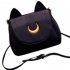 Women s Stylish PU Zipper Shoulder Bag with Moon and Cute Ears  Concise Solid Color Messenger Bag