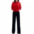 Women s Suit Autumn Solid Color Knitted Casual Loose Large Top   Pants red XXL