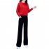 Women s Suit Autumn Solid Color Knitted Casual Loose Large Top   Pants black M