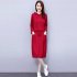 Women s Suit Autumn Winter Plus Size Casual Long sleeve Top   Dress red L