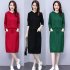 Women s Suit Autumn Winter Plus Size Casual Long sleeve Top   Dress black L