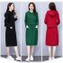 Women s Suit Autumn Winter Plus Size Casual Long sleeve Top   Dress green M