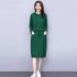 Women s Suit Autumn Winter Plus Size Casual Long sleeve Top   Dress green XXL