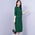 Women s Suit Autumn Winter Plus Size Casual Long sleeve Top   Dress green XXL