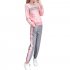 Women s Suit Autumn and Winter Casual Loose Sports Long sleeved Top  Trousers Pink L