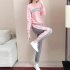 Women s Suit Autumn and Winter Casual Loose Sports Long sleeved Top  Trousers Pink L