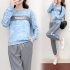 Women s Suit Autumn and Winter Casual Loose Sports Long sleeved Top  Trousers Light blue S