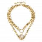 Women s Summer Beach Alloy Chain Multilayer Heart Pendant Necklace Gold