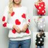 Women s Sweatshirt Long sleeve Love Printed Casual Round Neck Top red XL