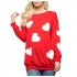 Women s Sweatshirt Long sleeve Love Printed Casual Round Neck Top red XL