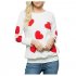 Women s Sweatshirt Long sleeve Love Printed Casual Round Neck Top gray 3XL