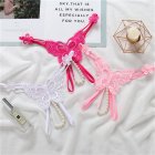 Women's  Thong Lace Embroidery Transparent Underpants With  Pearl Massager
