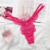 Women s  Thong Lace  Sexy Embroidered  Flower Transparent Hollow Low waist Underpants red free size