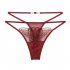Women s  Thong Net Yarn Seamless  Embroidery Transparent  Low waist  Sexy  Ultra thin T pants red
