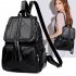 Women s Travelling Backpack PU Waterproof Outdoor Zipper School Bag Stitching 1640 black