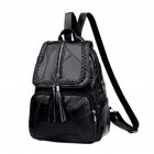 Women's Travelling Backpack PU Waterproof Outdoor Zipper School Bag Stitching 1640 black