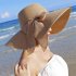 Women s Travelling Seaside Sunscreen Sunbonnet Foldable Wide Brim Beach Straw Hat with Bowknot